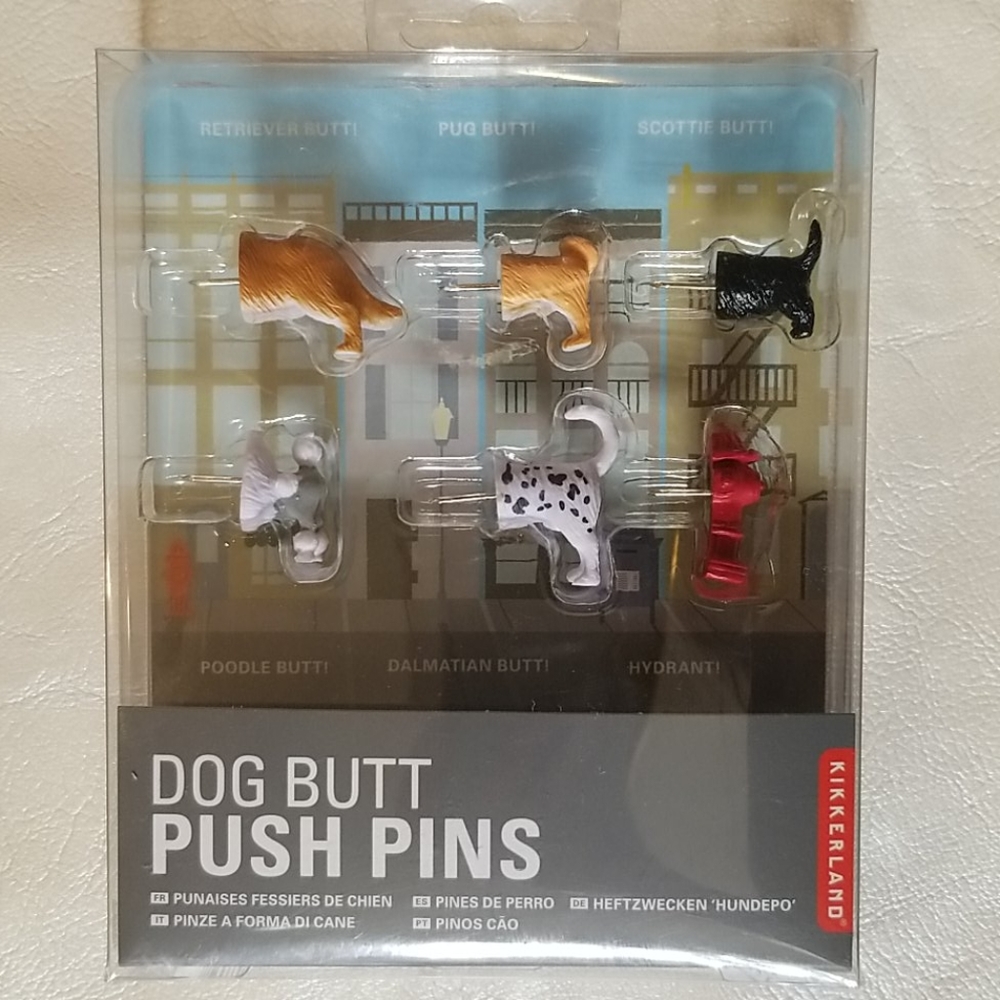 Last chance! NIB Kikkerland Dog Butt Push Pins